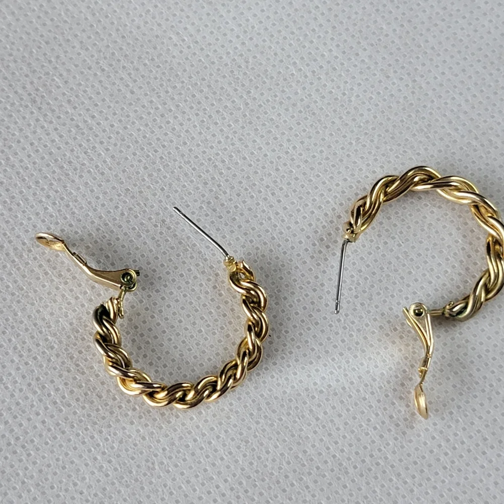 Twisted Gold Hoops Earrings